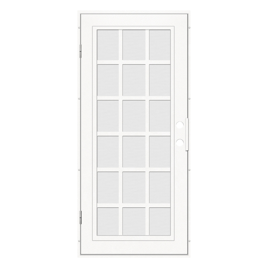 TITAN Classic French Powder Coat White Aluminum Surface Mount Single Security Door (Common 36 in x 80 in; Actual 38.5 in x 81.563 in)