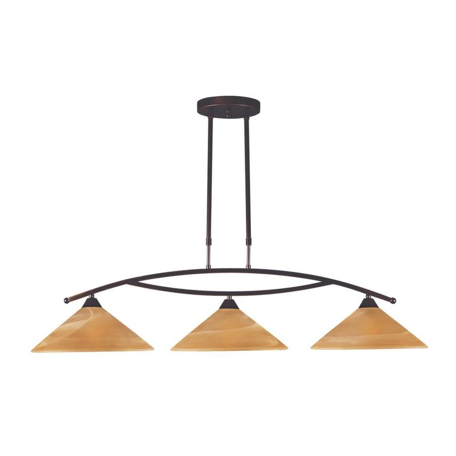 Westmore Lighting Elysburg 43 in W 3 Light Aged Bronze Kitchen Island Light with Tinted Shade