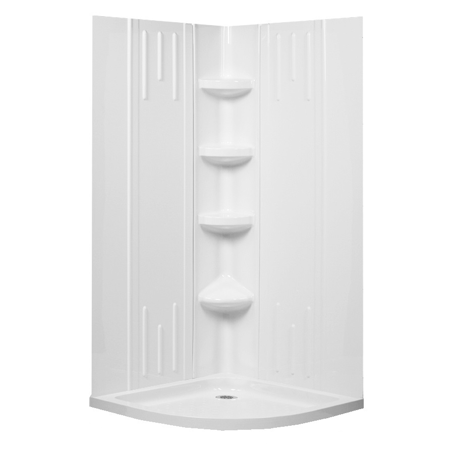 DreamLine Shower Base and Wall 75.625 in H x 38 in W x 38 in L White Round 4 Piece Corner Shower Kit