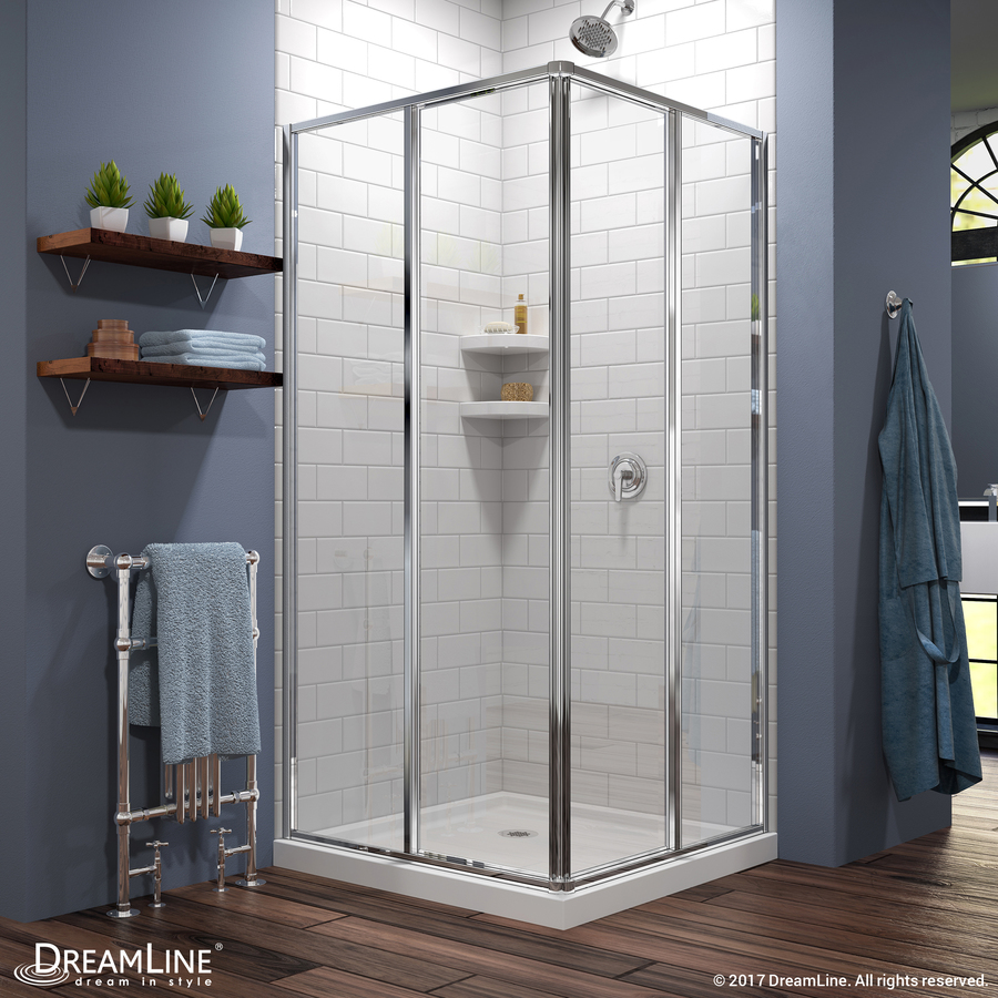 DreamLine Cornerview 74.75 in H x 36 in W x 36 in L White Square 2 Piece Corner Shower Kit