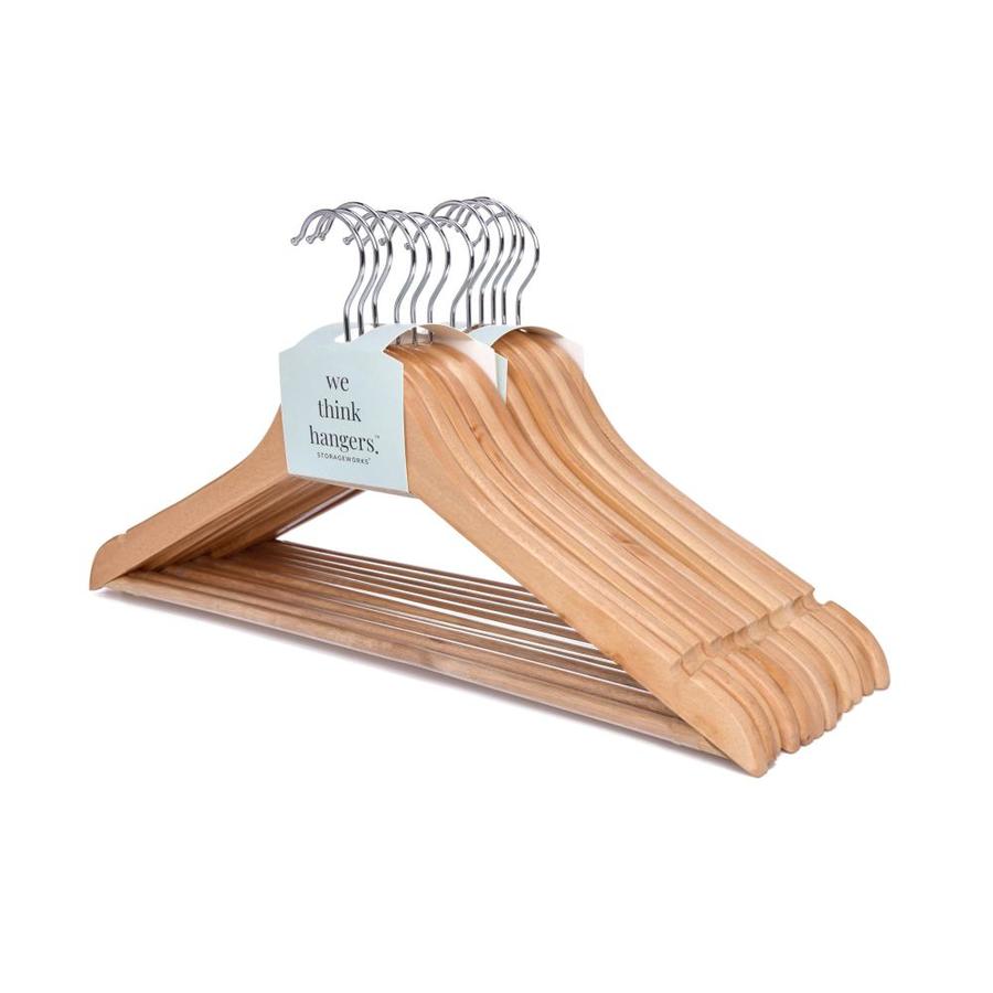 StorageWorks 12-Pack Wood Non-Slip Grip Skirt/Pants Hanger (Natural) in Brown | SW-WTH01NT12