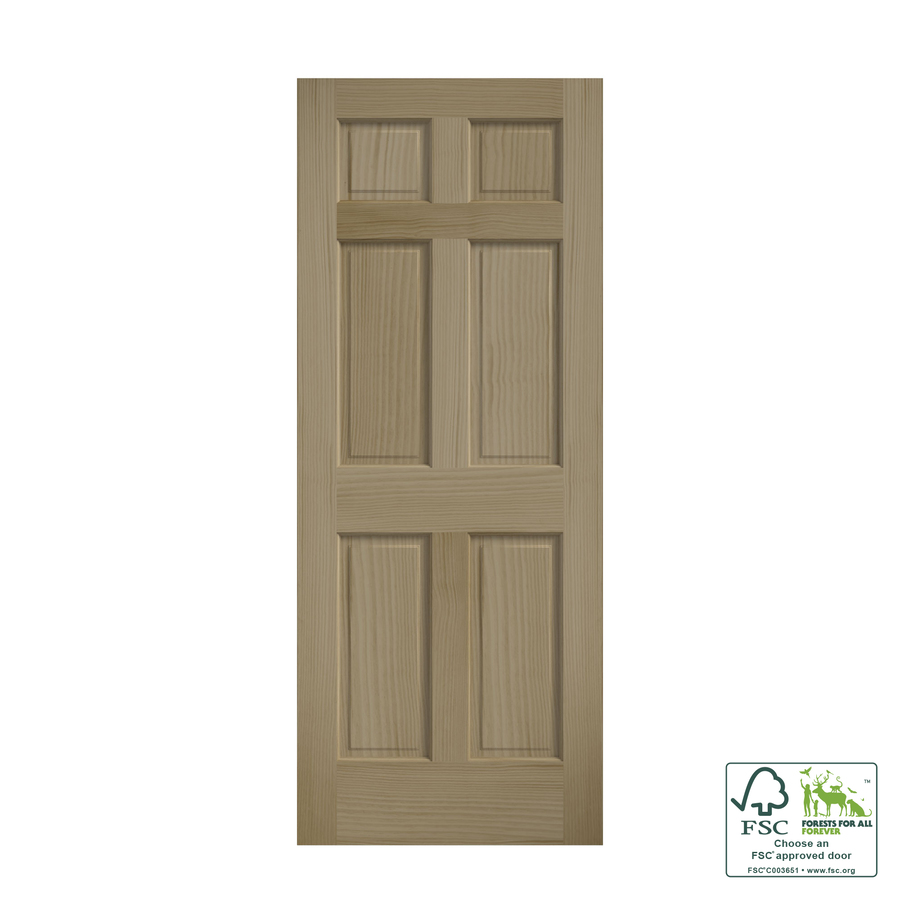 EightDoors 24-in x 80-in 6-Panel Solid Core Unfinished Pine Wood Slab Door in Clear | 10588003802435