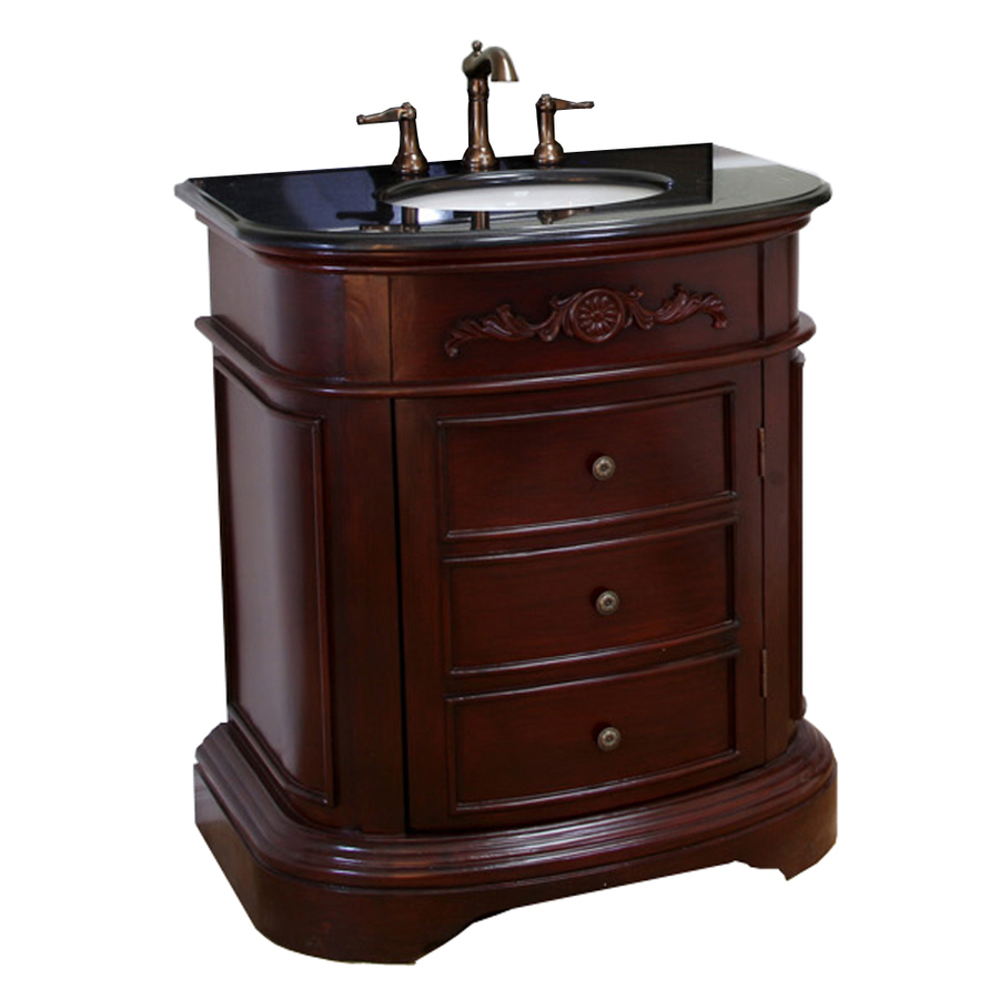 Bellaterra Home 32 in x 22 in Colonial Cherry Undermount Single Sink Bathroom Vanity with Granite Top