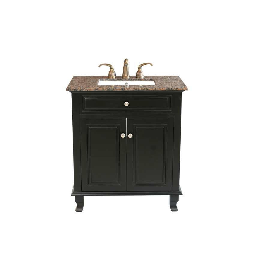 Bellaterra Home 32 in x 22 in Ebony Undermount Single Sink Bathroom Vanity with Natural Marble Top