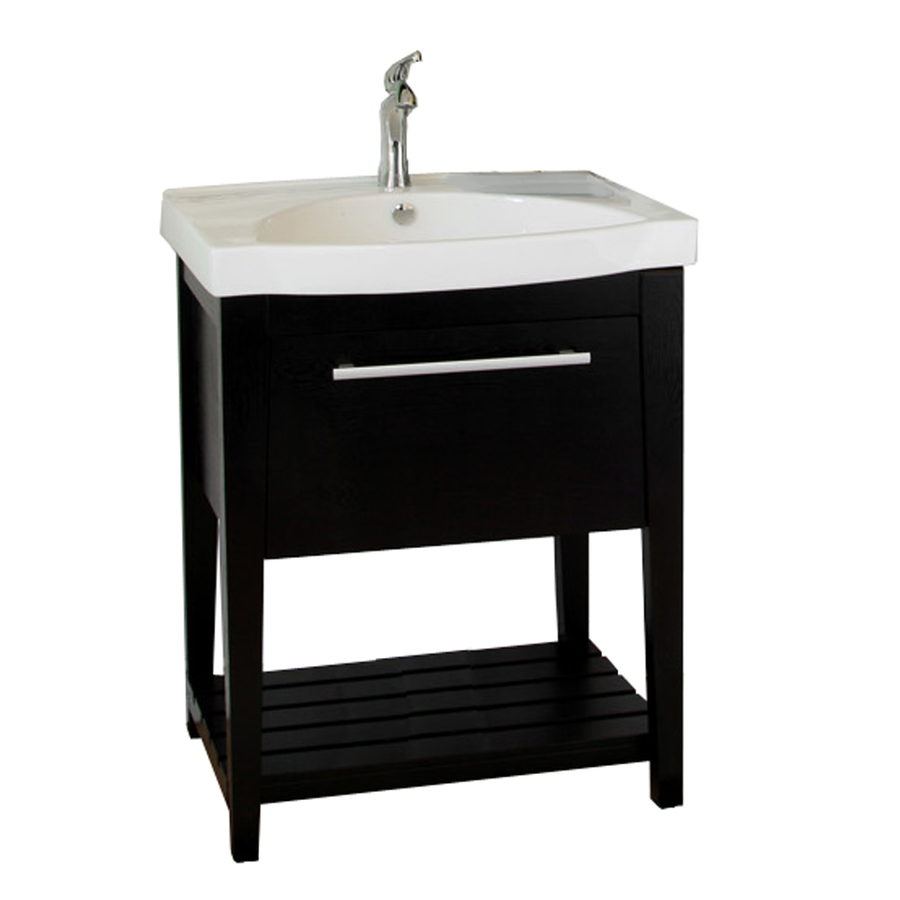 Bellaterra Home 27.5 in x 18 in Black Drop In Single Sink Bathroom Vanity with Vitreous China Top