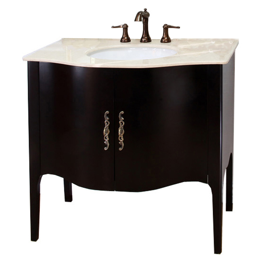 Bellaterra Home 36.6 in x 22 in Espresso Undermount Single Sink Bathroom Vanity with Natural Marble Top