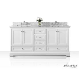 Bathroom Vanities With Tops At Lowes Display Product Reviews For Audrey 72 In White Double Sink Bathroom Vanity With Carrara