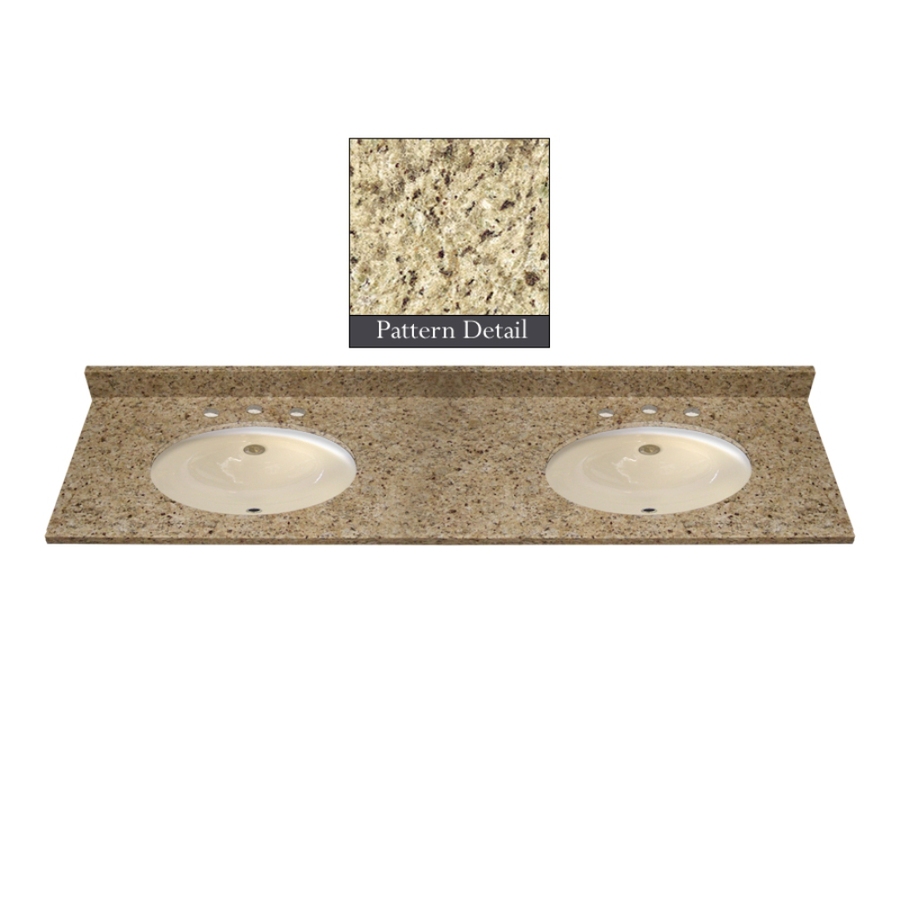 Jackson Stoneworks Premium 61 in W x 22.5 in D Giallo Ornamental Granite Undermount Double Sink Bathroom Vanity Top