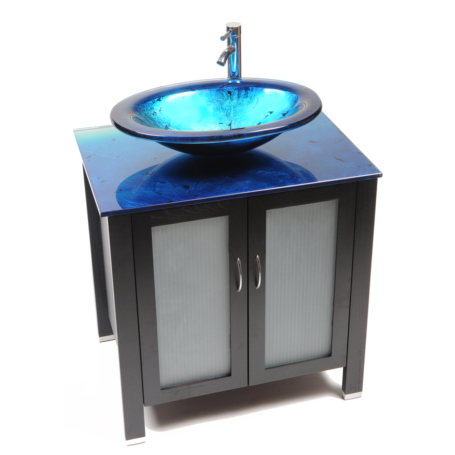 Bionic Waterhouse 31 in x 22 in Dark Venge Single Sink Bathroom Vanity with Tempered Glass Top (Faucet Included)