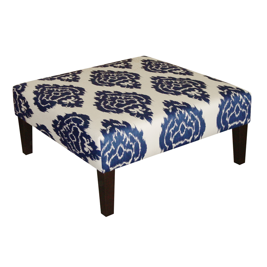 Skyline Furniture Fullerton Collection Blue Square Ottoman