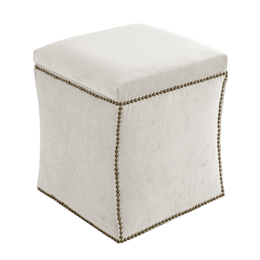 Skyline Furniture Armitage Collection White Square Storage Ottoman