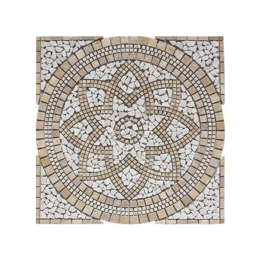 FLOORS 2000 Medallions Multicolor Mosaic Travertine Floor Tile (Common 36 in x 36 in; Actual 35.75 in x 35.75 in)