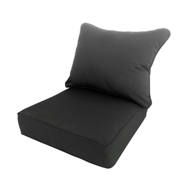 Shop allen + roth Canvas Black Solid Cushion for Deep Seat Chair at ...
