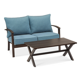 Patio Conversation Sets At Lowes Display Product Reviews For Atworth 2 Piece Frame Patio Conversation Set With Pea Blue Cushions