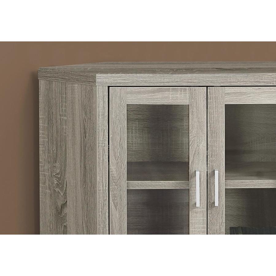 42 Monarch Specialties I Corner with Glass Doors TV Stand Dark Taupe