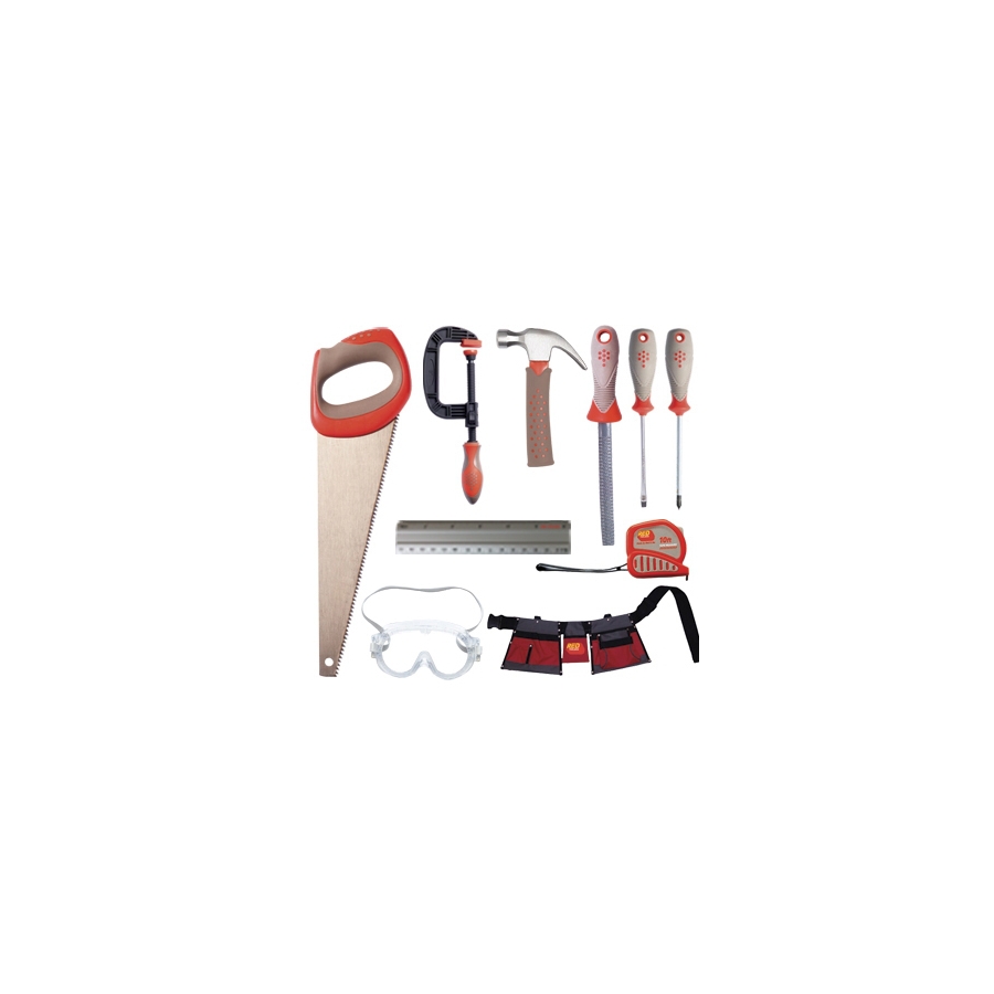 Red Toolbox Kids 10 Piece Tool Set