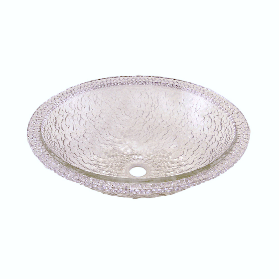 JSG Oceana Pebble Crystal Glass Oval Bathroom Sink with Overflow