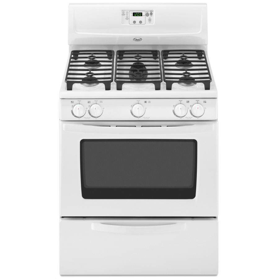 Whirlpool 5 Burner Freestanding 4.4 cu ft Gas Range (White On White) (Common 30 in; Actual 29.87 in)