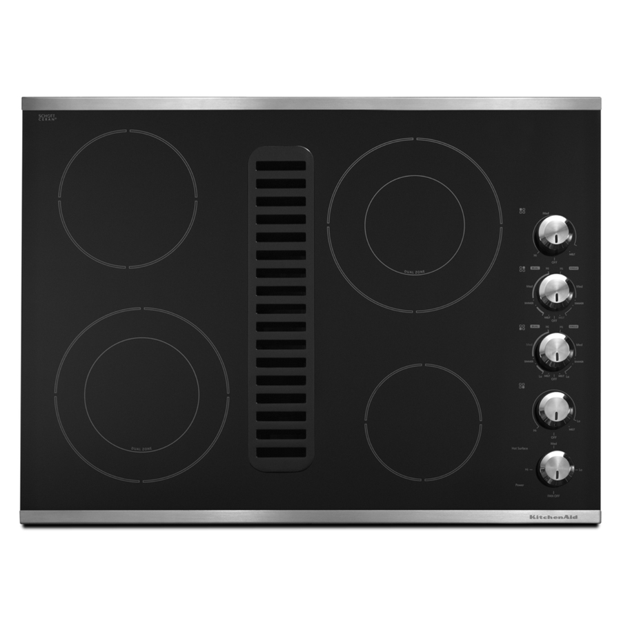 KitchenAid Smooth Surface Electric Cooktop with Downdraft Exhaust (Stainless Steel) (Common 30 in; Actual 30.0625 in)