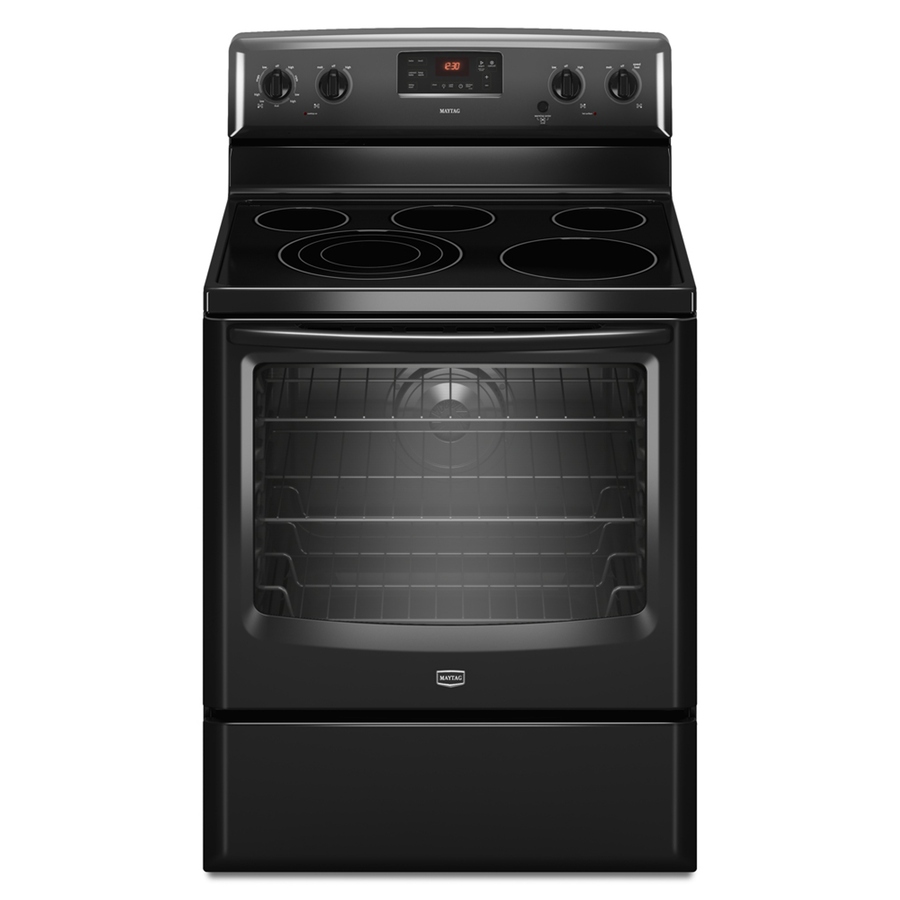 Maytag 30 in Smooth Surface Freestanding 5 Element 6.2 cu ft Self Cleaning Convection Electric Range (Black)