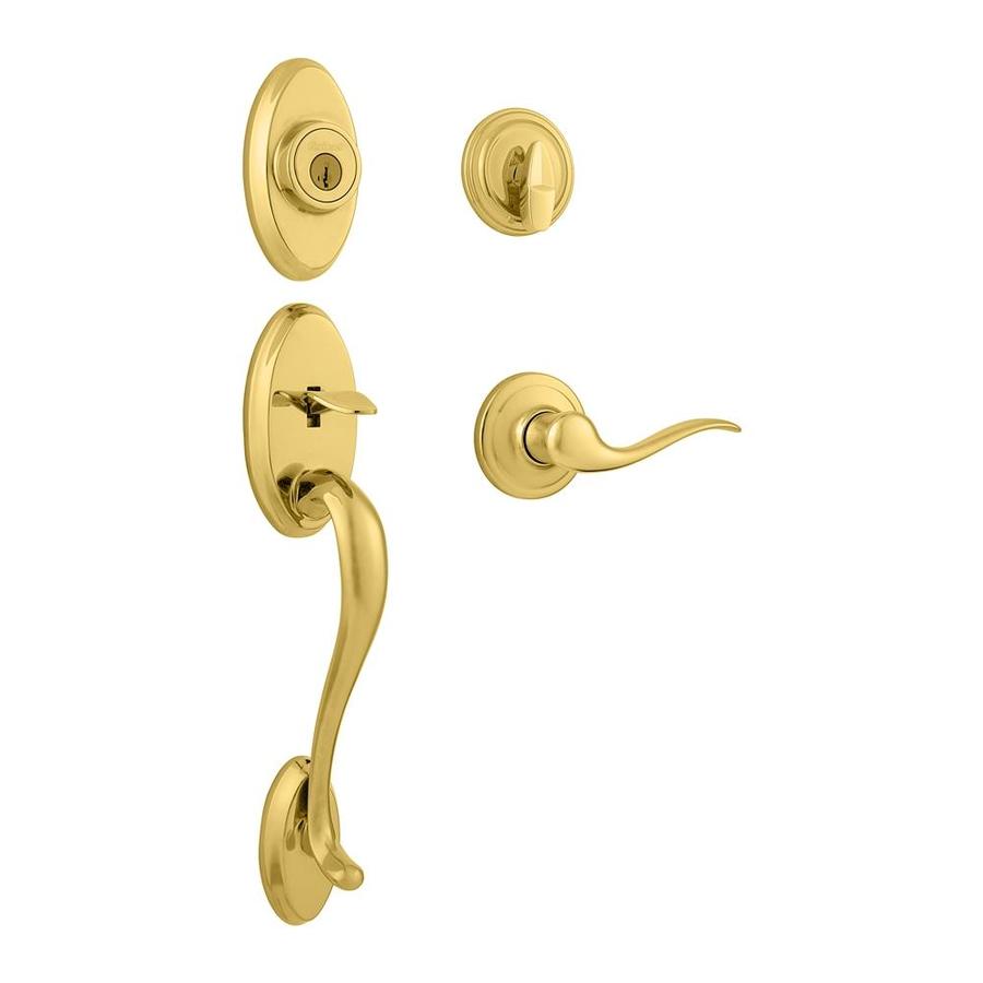 Kwikset Shelburne SmartKey Lifetime Polished Brass Residential Single Lock Door Handleset