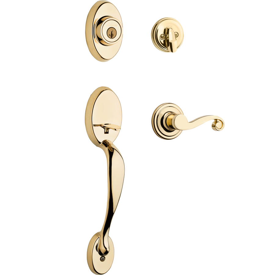 Kwikset Chelsea SmartKey Lifetime Polished Brass Residential Single Lock Door Handleset
