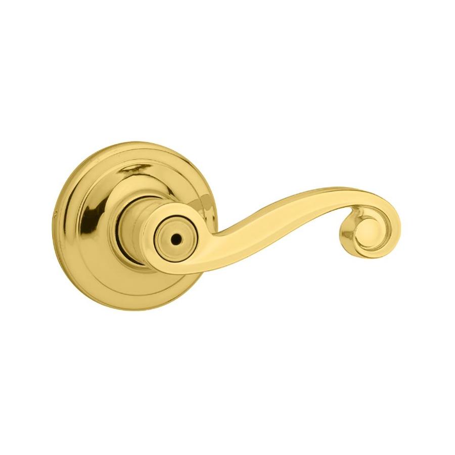 Kwikset Lido Polished Brass Push Button Lock Residential Privacy Door Lever