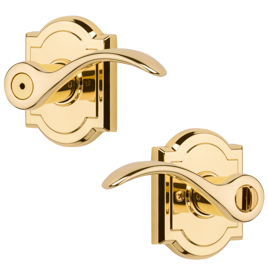 BALDWIN Prestige Tobin Polished Brass Universal Turn Lock Residential Privacy Door Lever