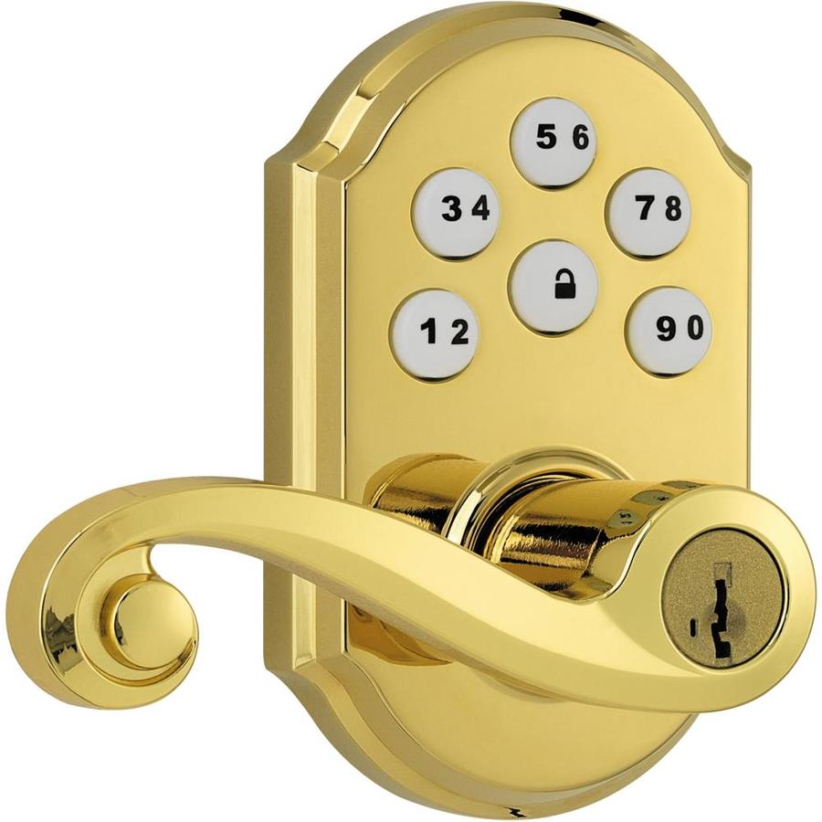Kwikset Smartcode Polished Brass Universal Handed Commercial/Residential Electronic Door Lever