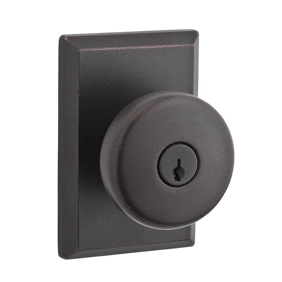 BALDWIN Reserve Rustic Traditional Dark Bronze Round Keyed Entry Door Knob