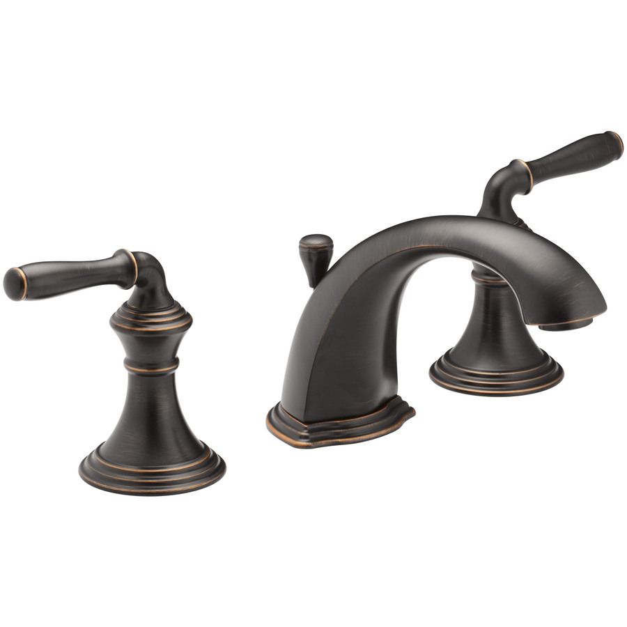 KOHLER Devonshire Oil Rubbed Bronze 2 Handle Widespread WaterSense Bathroom Faucet (Drain Included)