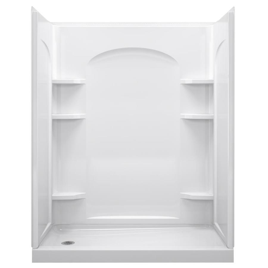 Sterling Ensemble White Fiberglass and Plastic Wall and Floor 4 Piece Alcove Shower Kit (Common 60 in x 32 in; Actual 76.5 in x 60.25 in x 31.25 in)