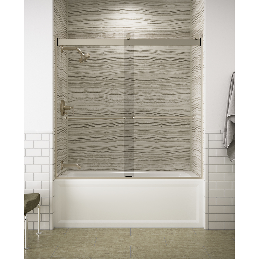 KOHLER Levity 59.625 in W x 59.75 in H Frameless Bathtub Door