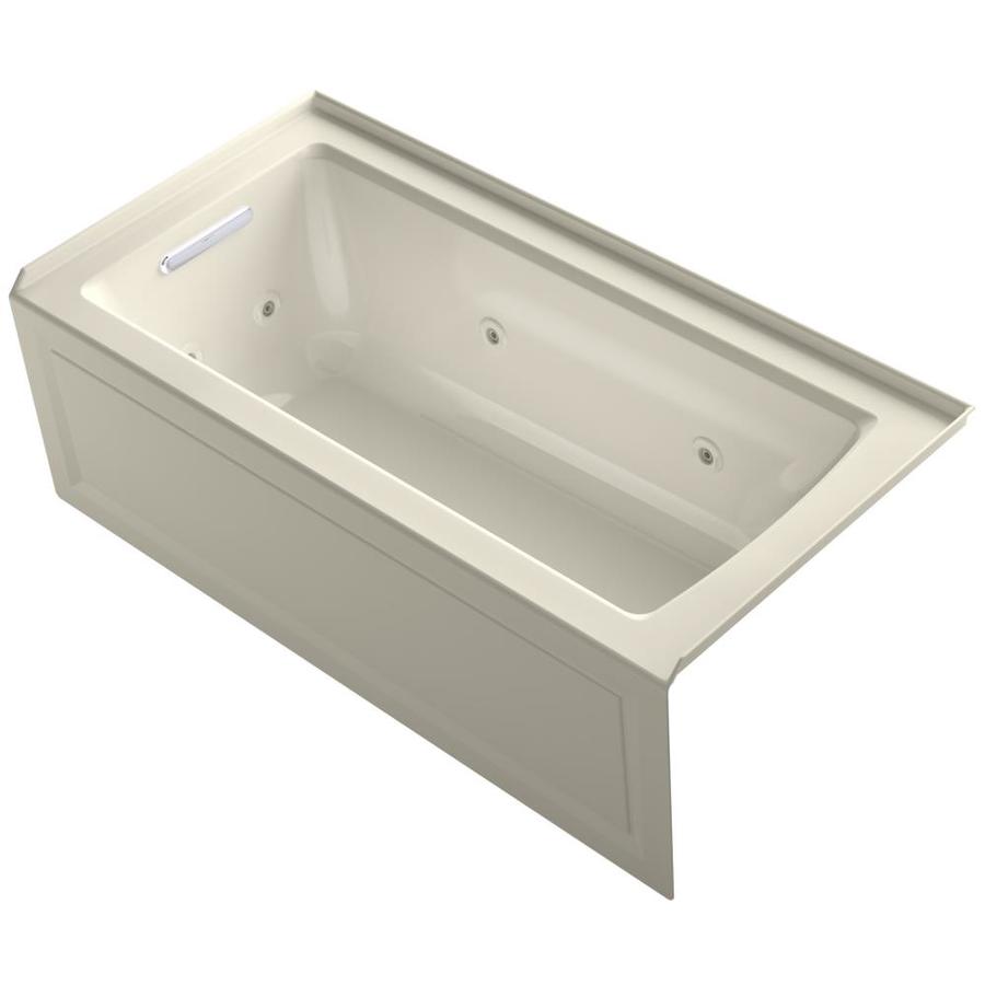 KOHLER Archer 60 in L x 30 in W x 19 in H Almond Rectangular Whirlpool Tub