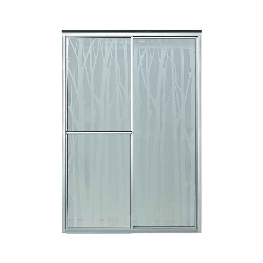 Sterling Deluxe 54.375 in to 59.375 in W x 70 in H Silver Sliding Shower Door