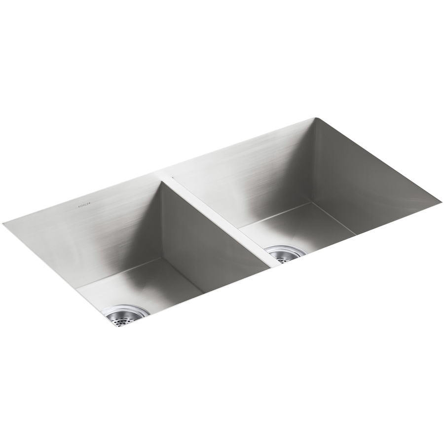 KOHLER Vault Undermount 32-in x 18.3125-in Stainless Steel Double Equal Bowl Kitchen Sink | 3820-NA