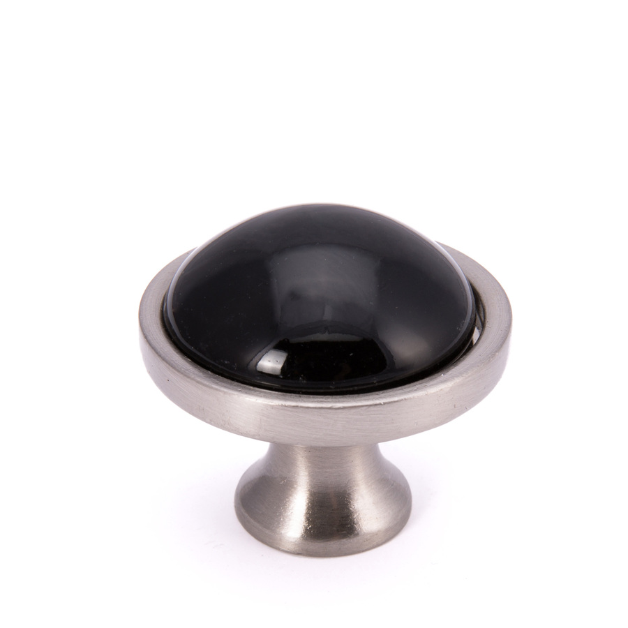 Brainerd 1 3/8 in Satin Nickel and Black Round Cabinet Knob