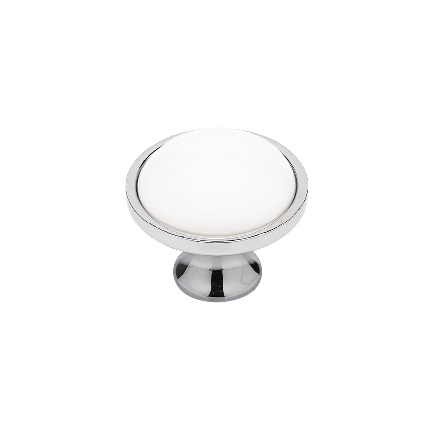 Brainerd Chrome and White Round Cabinet Knob