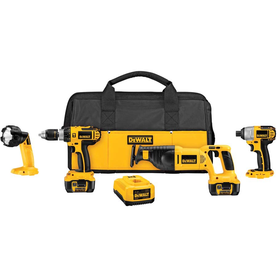 DEWALT 4 Tool 18 Lithium Ion Cordless Combo Kit