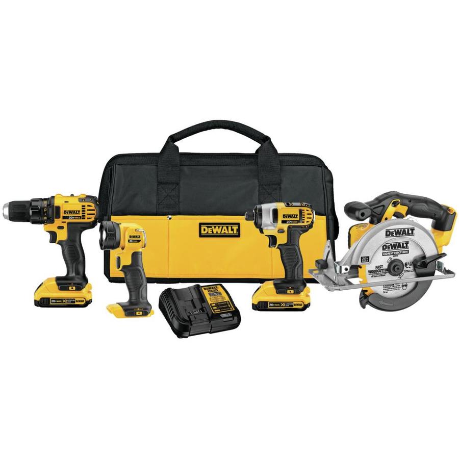 DEWALT 4-Tool 20V MAX LI-ION Cordless Power Tool Combo Kit with Soft Case (Charger Included and (2) 2.0Ah Batteries Included) | DCK421D2