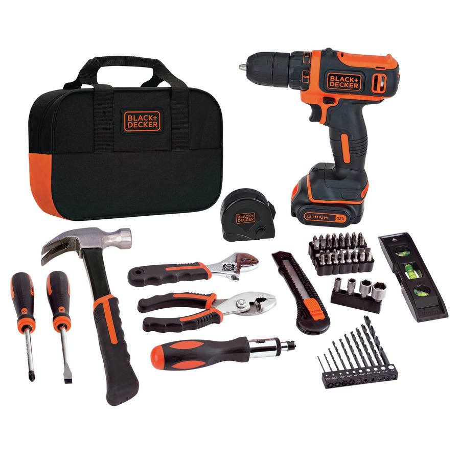 BLACK+DECKER 59-Piece Household Tool Set with Soft Case | BDCDD12PK