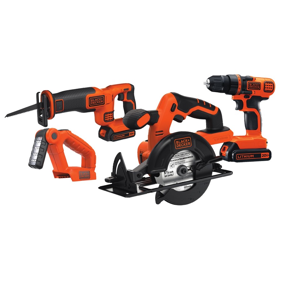 BLACK+DECKER 4-Tool 20V MAX LI-ION Cordless Power Tool Combo kit (Charger Included and (2) 1.5Ah Batteries Included) | BD4KITCDCRL
