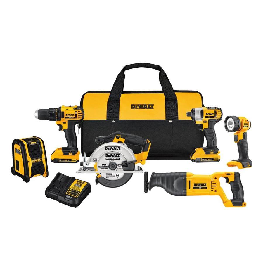 DEWALT 6-Tool 20V MAX LI-ION Cordless Power Tool Combo with Soft Case (Charger Included and (2) 2.0Ah Batteries Included) | DCK620D2