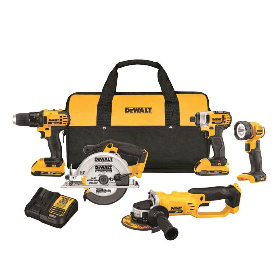 DEWALT 5-Tool 20V MAX LI-ION Cordless Power Tool Combo Kit with Soft Case (Charger Included and (2) 2Ah Batteries Included) | DCK521D2