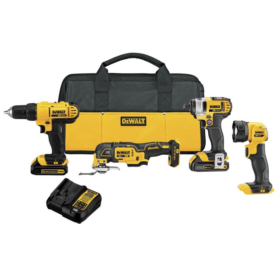 DEWALT 4-Tool 20V MAX LI-ION Cordless Power Tool Combo Kit with Soft Case (Charger Included and (2) 1.5Ah Batteries Included) | DCK444C2