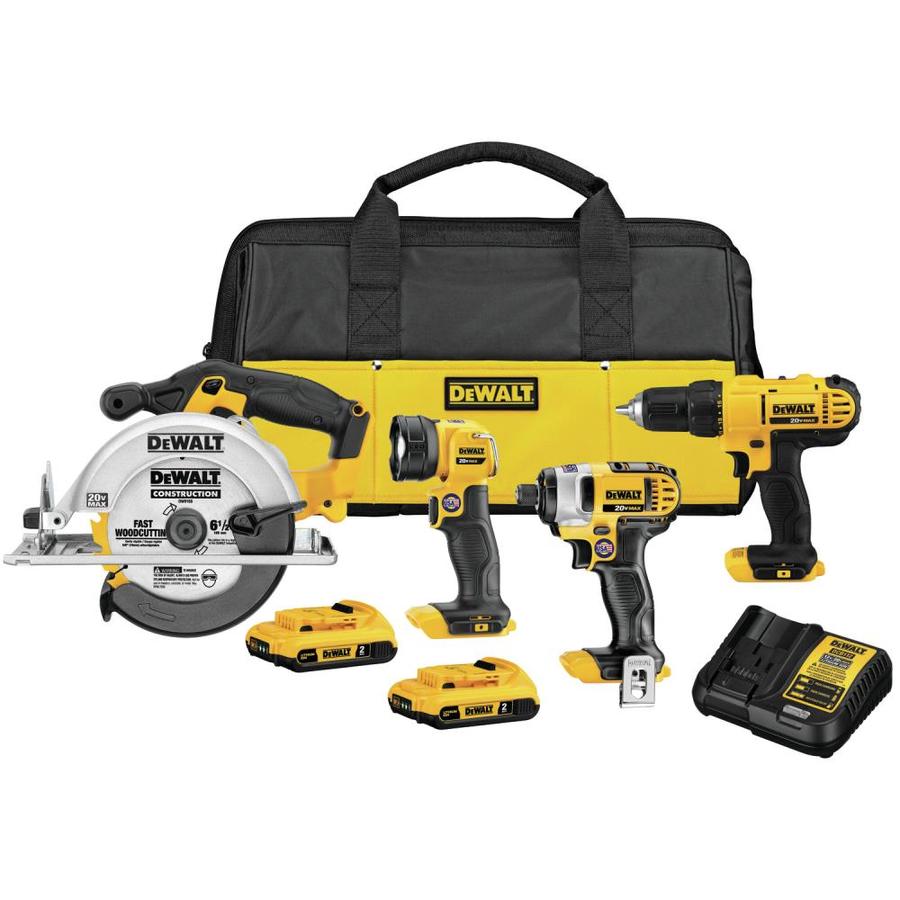 DEWALT 4-Tool 20V MAX LI-ION Cordless Power Tool Combo Kit with Soft Case (Charger Included and (2) 2Ah Batteries Included) | DCK466D2