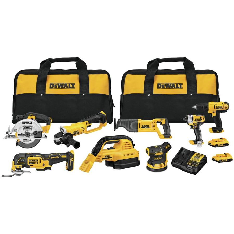 DEWALT 8-Tool 20V MAX LI-ION Cordless Power Tool Combo Kit with (2) Soft Cases (Charger Included and (2) 2.0Ah Batteries Included) | DCK883D2