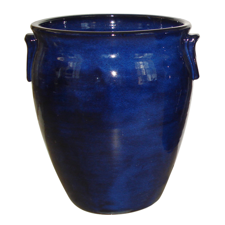 allen + roth Flowing Blue Glazed Ceramic Pot