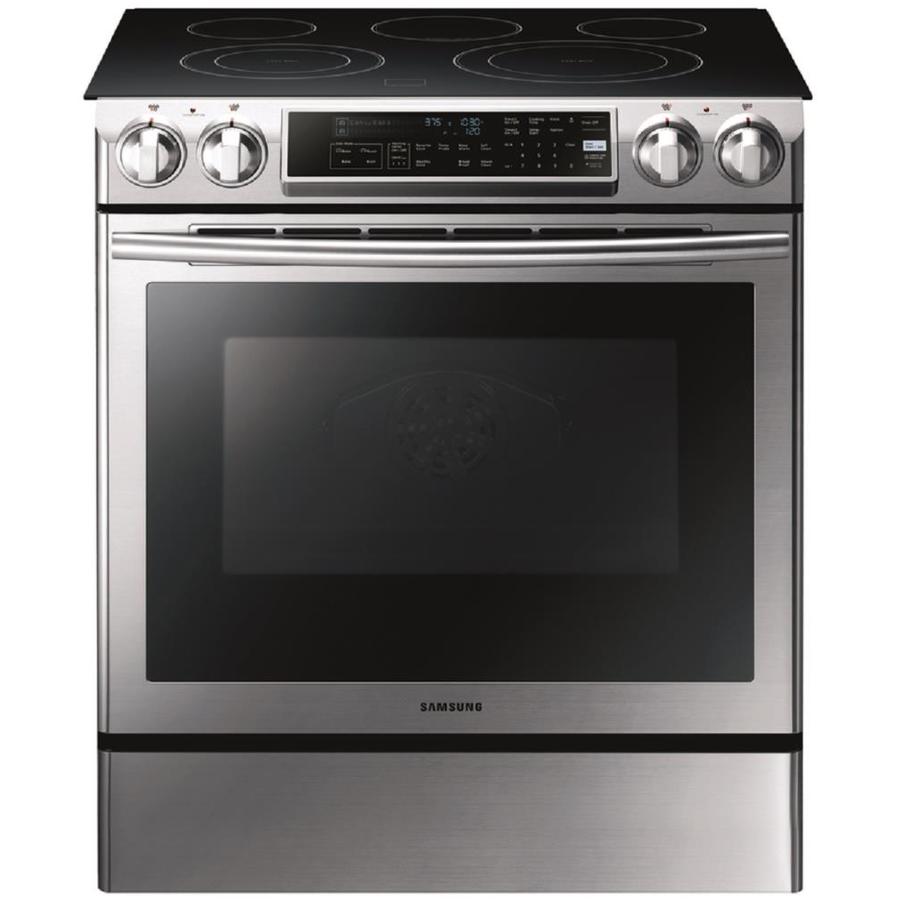 Samsung Smooth Surface 5 Element Slide In Convection Electric Range (Stainless Steel) (Common 30 in; Actual 29.8 in)