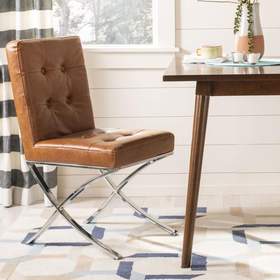 Safaviehsafavieh Walsh Rustic Light Brown Chrome Faux Leather Accent Chair Fox6300c Dailymail